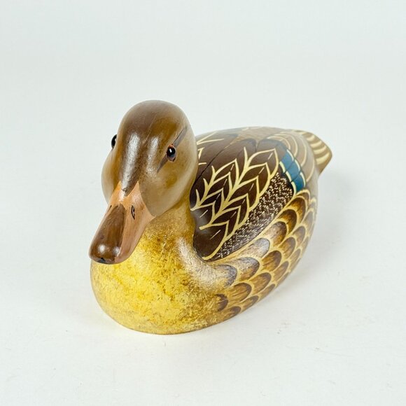 Vintage Handcrafted Wooden Mallard Duck Decoy Detailed Display Decor Office Deco - Picture 4 of 10